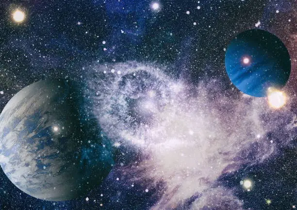 Nebula and galaxies in space. Elements of this image furnished by NASA.  https://images.nasa.gov/details-PIA19830.html