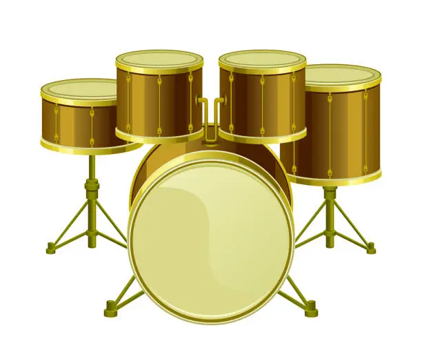 Vector illustration of Golden drums set