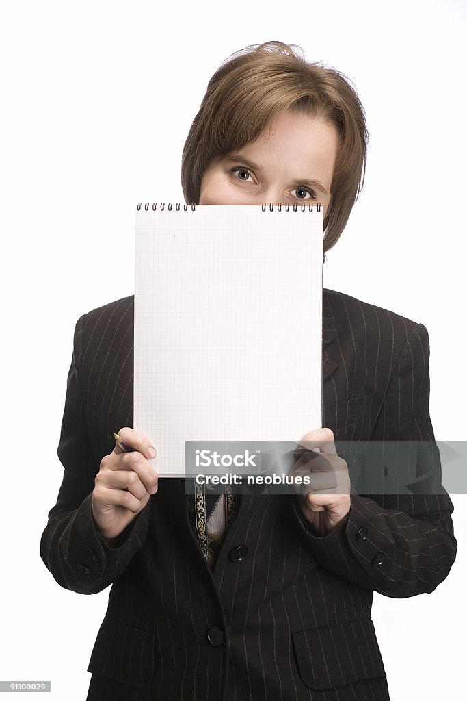 Young businesswoman with blank paper.  Adult Stock Photo