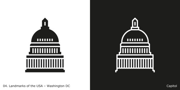 ikona kapitolu stanów zjednoczonych - waszyngton - legislative chamber stock illustrations