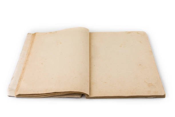 istock Old open  book with blank vintage yellow pages 911004056