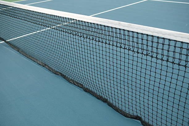 istock Tennis court net & lines 91100627