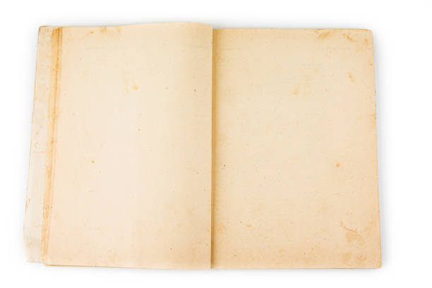 istock Old open  book with blank vintage yellow pages 911006386