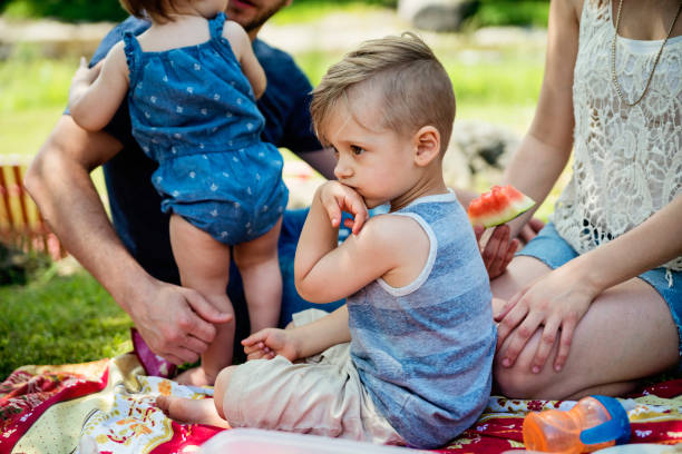 istock Millennial family having a picnic outdoors in summer. 911006746