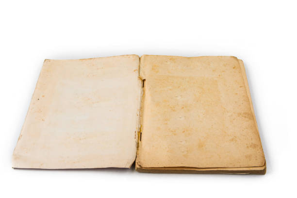 istock Old open  book with blank vintage yellow pages 911007010