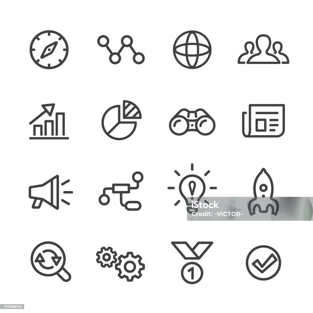 Media Marketing Icons Set - Line Series Media Marketing, Internet Marketing, marketing, Seo, Marketing, Technology, search engine Icon Symbol stock vector