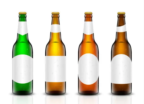 Vector illustration of Beer bottle vector set.