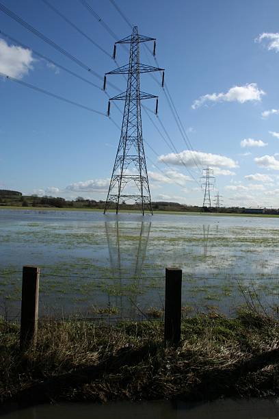 istock Pylons in flooded field 91101488