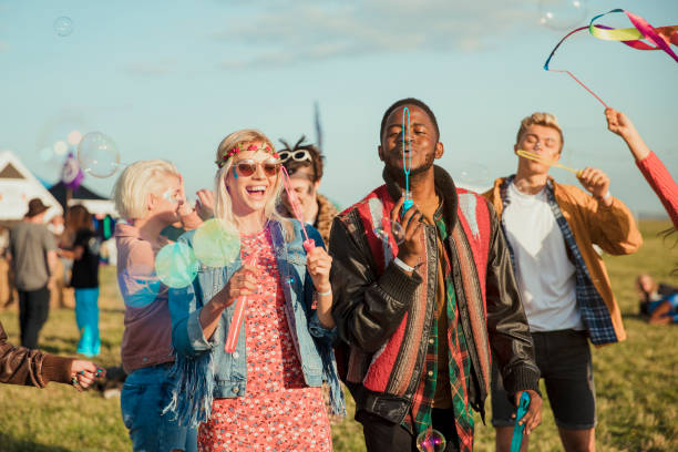 istock Blowing Bubbles at a Festival 911015188