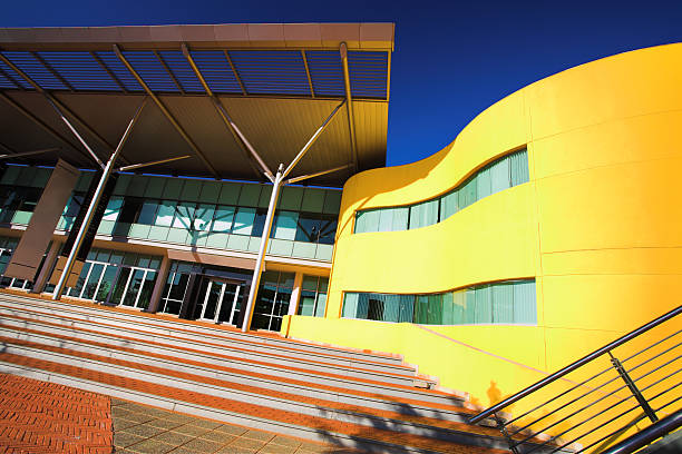 istock Modern yellow office building with metal roof 91101531
