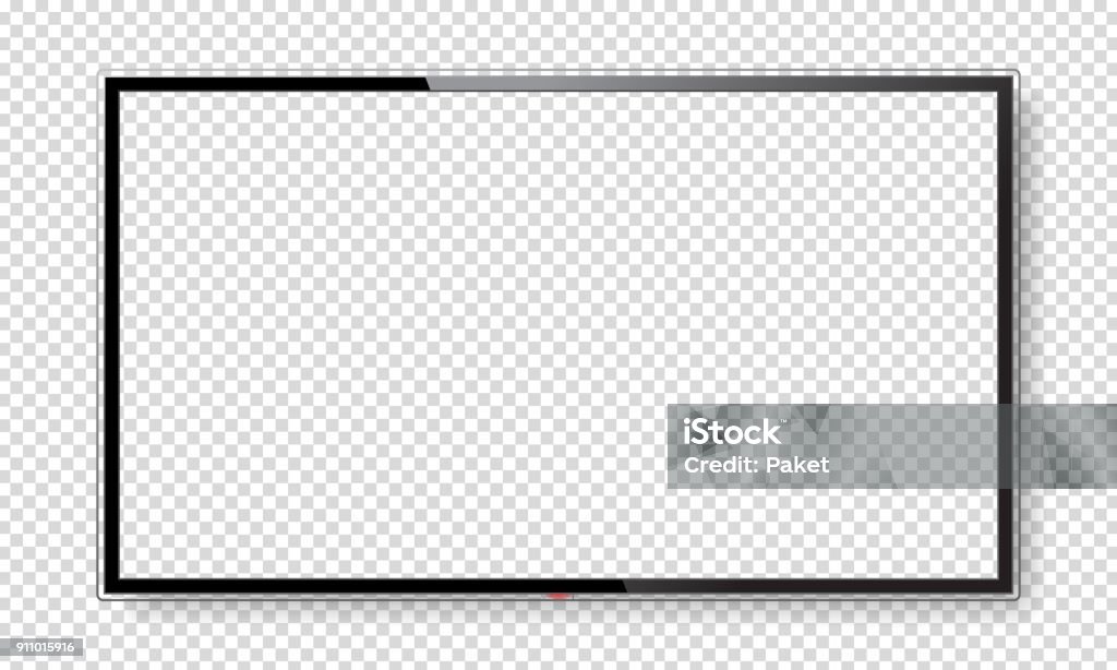 Realistic TV screen mock up Realistic modern TV screen mock upwith place for your image. Large computer monitor display. Blank television template. Graphic design element for catalog, web site, mock up. Vector illustration Television Set stock vector