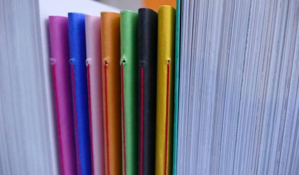 istock Colorful notebooks betwenn  thick books 911016944