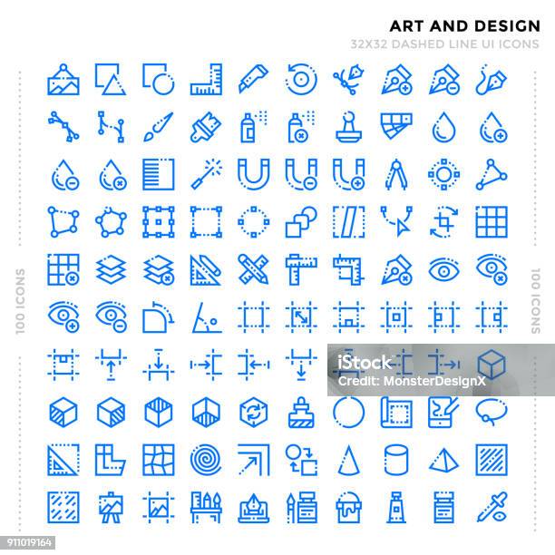 Dashed Outline Icons Pack For Ui Pixel Perfect Thin Line Vector Icon Set For Web Design And Website Application Stock Illustration - Download Image Now