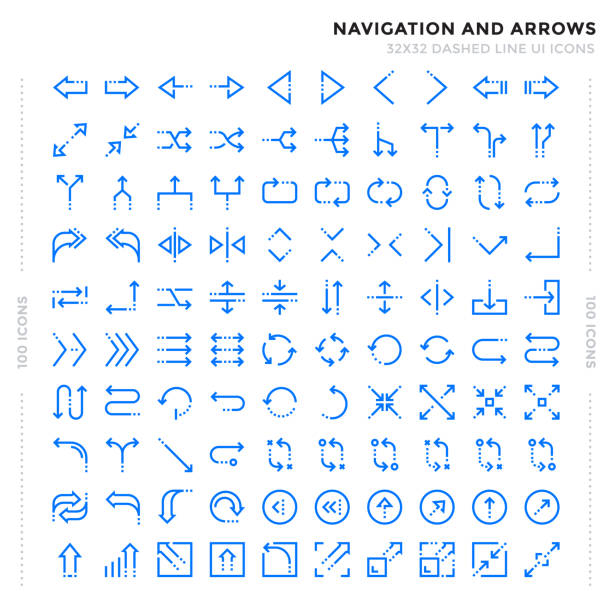 Dashed Outline Icons Pack for UI. Pixel perfect thin line vector icon set for web design and website application. Dashed Outline Icons Pack for UI. Pixel perfect thin line vector icon set for web design and website application. midsection stock illustrations