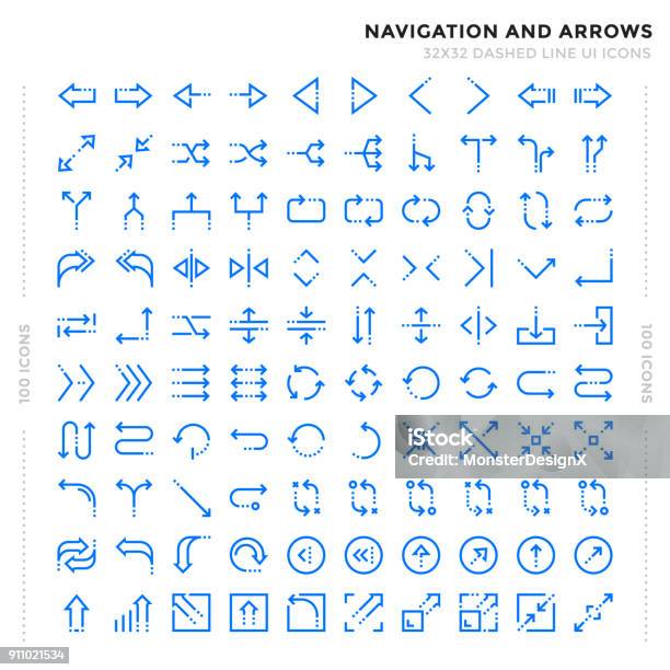 Dashed Outline Icons Pack For Ui Pixel Perfect Thin Line Vector Icon Set For Web Design And Website Application Stock Illustration - Download Image Now