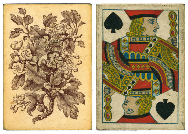antyczne karty do gry z powrotem 19 wieku kwiat drzewa głogu - 19th of may zdjęcia i obrazy z banku zdjęć