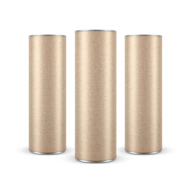 istock Three brown Kraft paper Snack Tubes TIN CAN Mockup 911022780