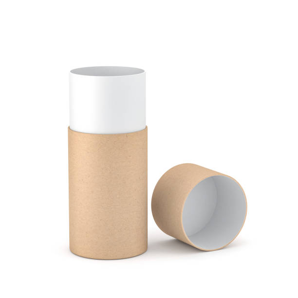 istock Opened Kraft paper tube tin can Mockup 911023024