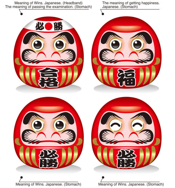 Daruma illustrations. Daruma is Japan's lucky doll. Exams, sports cheering goods. Interior. daruma stock illustrations