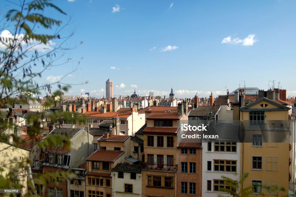 Vista aérea no Lyon'housetops - Foto de stock de Acima royalty-free