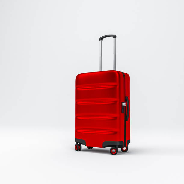 istock Red Luggage mockup on white background, Suitcase, baggage 911029374