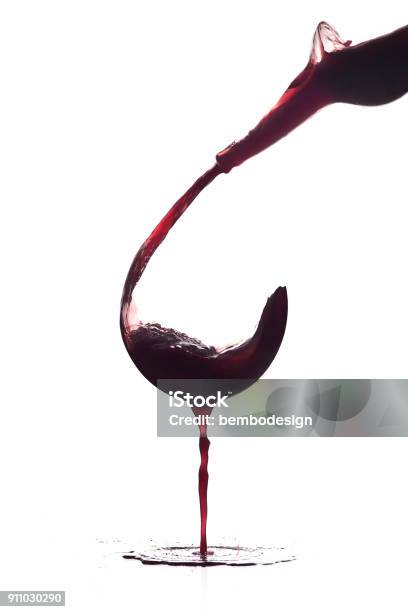 Glass Of Wine Without A Glass Stock Photo - Download Image Now - Wine, Maroon, Drinking Glass