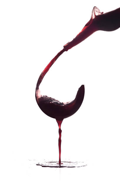 glass of wine without a glass - wine cellar wine bottle grape imagens e fotografias de stock