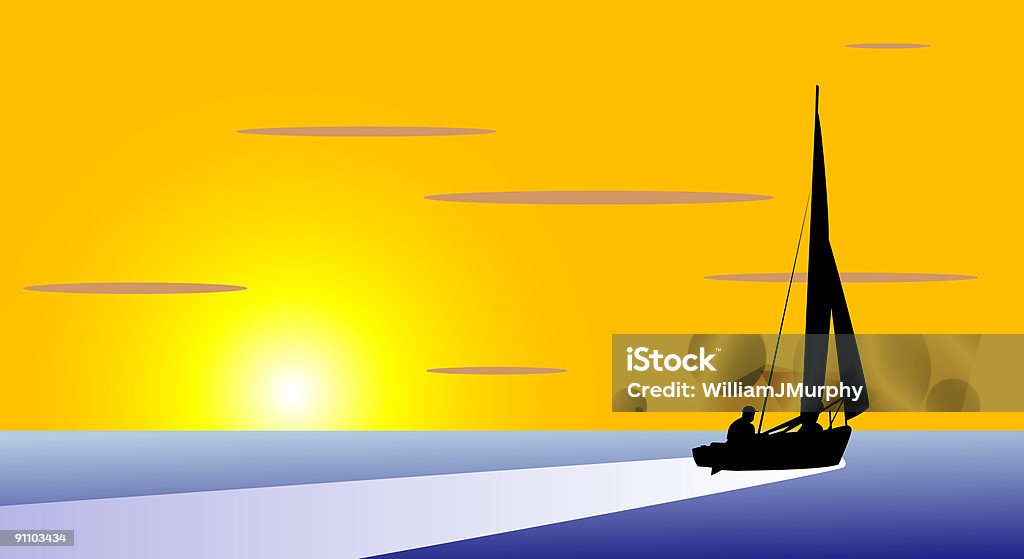 Boote bei Sonnenuntergang - Lizenzfrei Farbbild Stock-Illustration