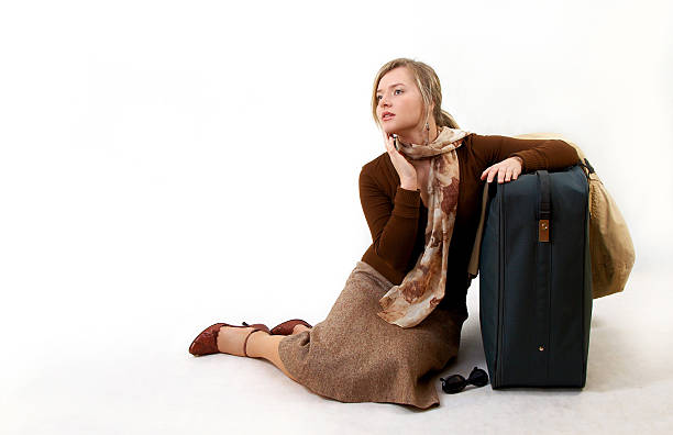 istock woman with huge bag 91103480