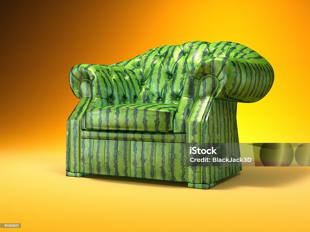 De estilo Retro clásico sillón. Melón textura (agua). - Foto de stock de Verde - Color libre de derechos