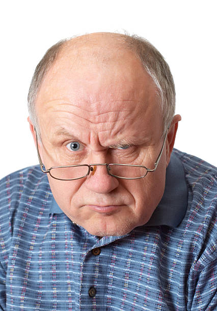 istock Bald senior man fooling around. 91103537