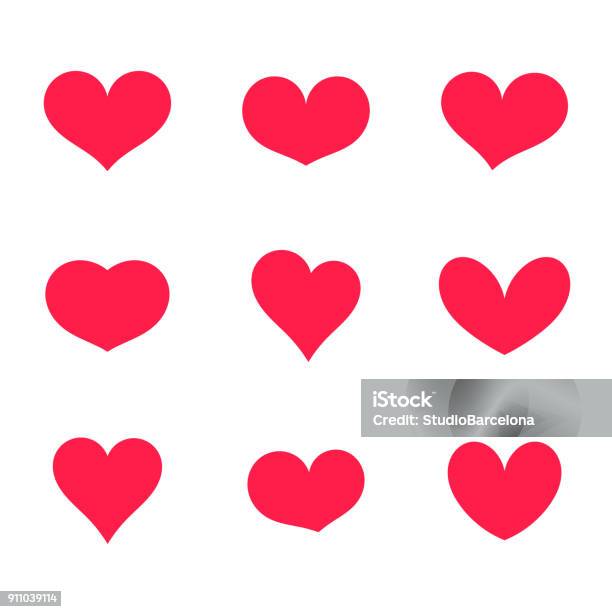 Hearts Icons Collection Stock Illustration - Download Image Now - Heart Shape, Pink Color, Icon Symbol