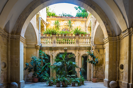 Italian Villa entrance in the old side of Bari, south of Italy