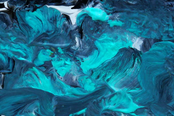 istock Abstract marble blue color paint background. Acrylic texture with marble pattern 911045888