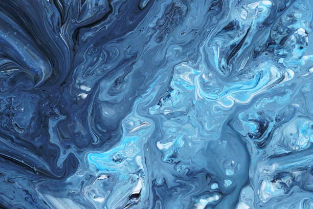 istock Abstract marble blue color paint background. Acrylic texture with marble pattern 911046228