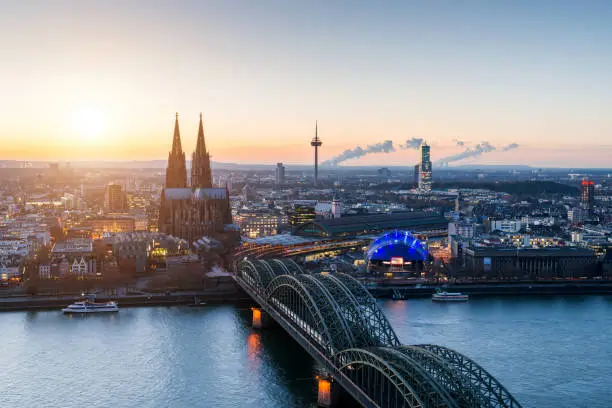 Skyline of Cologne, Germany with Cathedral "Kölner Dom"