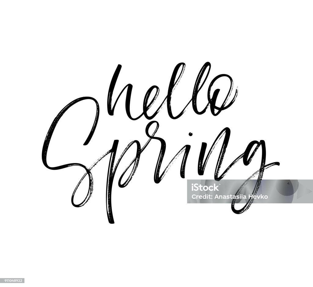 Hello Spring One Line Hello Spring Card Stock Illustration - Download Image Now - Springtime ...
