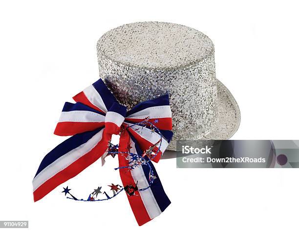 Glitter Hat And Patriotic Bow Stock Photo - Download Image Now - Fourth of July, Hat, White Color
