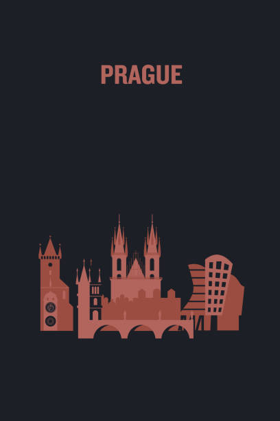 istock Illustration made with icons of most important buildings in Prague. Flat vector design. 911049812