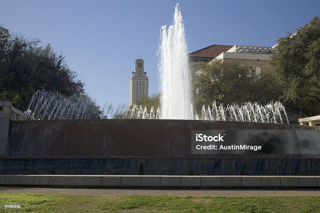Tower and East Mall Fountain - The University of Texas  University Of Texas At Austin Stock Photo