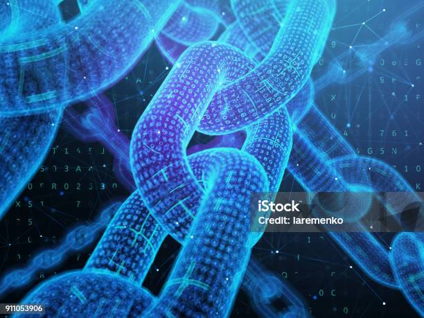 Digital Chain Blockchain Technology Concept Stock Photo - Download Image Now - Blockchain, Chain - Object, Technology