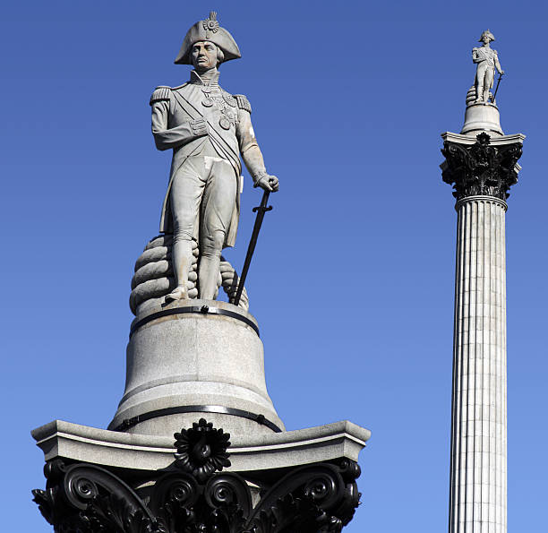 Nelsons Column, Trafalgar Square, London  admiral nelson stock pictures, royalty-free photos & images