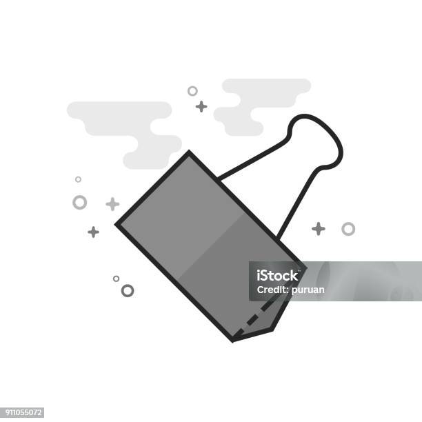 Flat Grayscale Icon Binder Clip Stock Illustration - Download Image Now - 4x4, Article, Attached