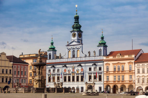 Main Square of Ceske Budejovice Main Square of Ceske Budejovice. Ceske Budejovice, South Bohemia, Czech Republic. cesky budejovice stock pictures, royalty-free photos & images