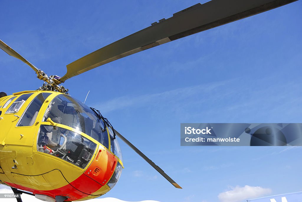yellow rescue helicopter  Aerodynamic Stock Photo