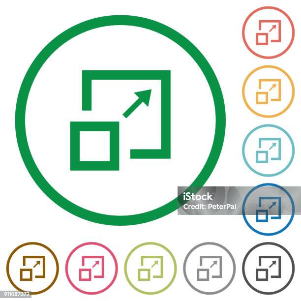 Enlarge Window Flat Icons With Outlines Stock Illustration - Download Image Now - Icon Symbol, Adjusting, Arrow Symbol