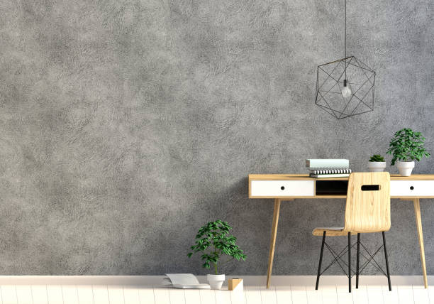 istock Modern interior in the style scandinavian, a place for study. 3D illustration.wall mock up 911090258