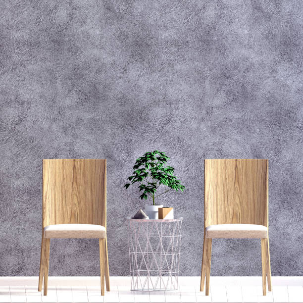 istock Modern interior with chair. Wall mock up. 3d illustration. 911090374