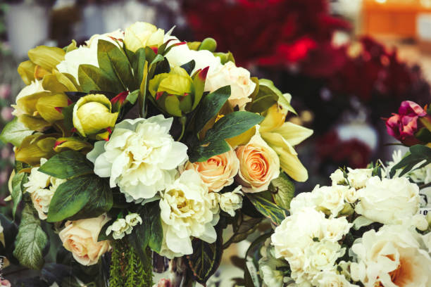 istock Artificial flowers in a vase. Large bouquet. 911115178