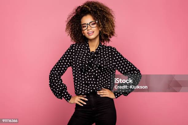 Beautiful African American Model Stock Photo - Download Image Now - Women, Eyeglasses, One Woman Only